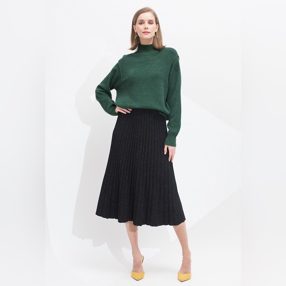 NWT Sandro metallic pleated knit skirt sz 3